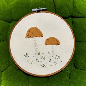 Mushrooms yellow embroidery